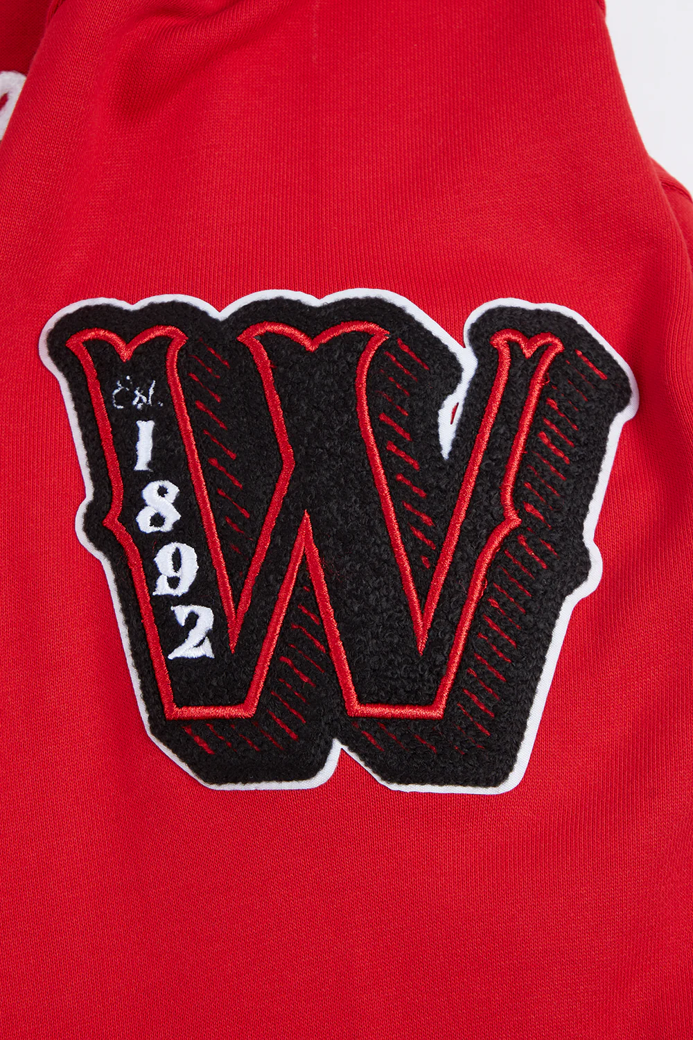 COLLEGE WINSTON-SALEM STATE UNIVERSITY VINTAGE VARSITY MEN'S FLC RIB PO (RED/BLACK) - Image 7