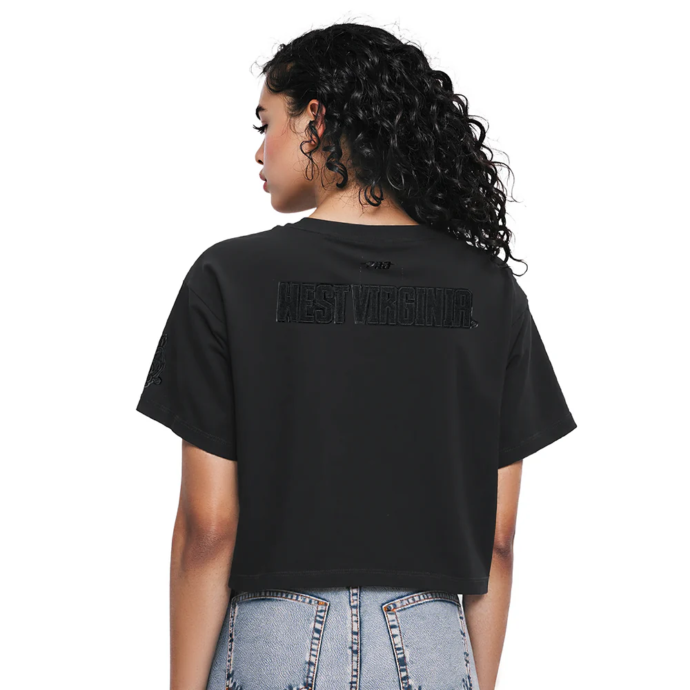 WEST VIRGINIA UNIVERSITY TRIPLE BLACK WOMEN'S SJ BOXY TEE (BLACK) - Image 2