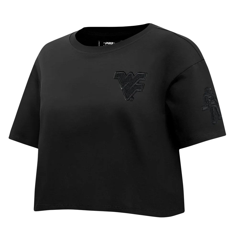 WEST VIRGINIA UNIVERSITY TRIPLE BLACK WOMEN'S SJ BOXY TEE (BLACK) - Image 3