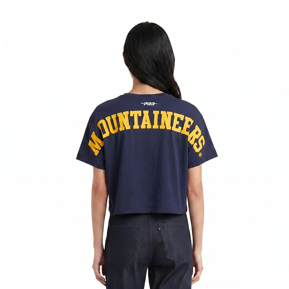 COLLEGE WEST VIRGINIA UNIVERSITY WINGSPAN WOMEN'S SJ BOXY TEE (MIDNIGHT NAVY)