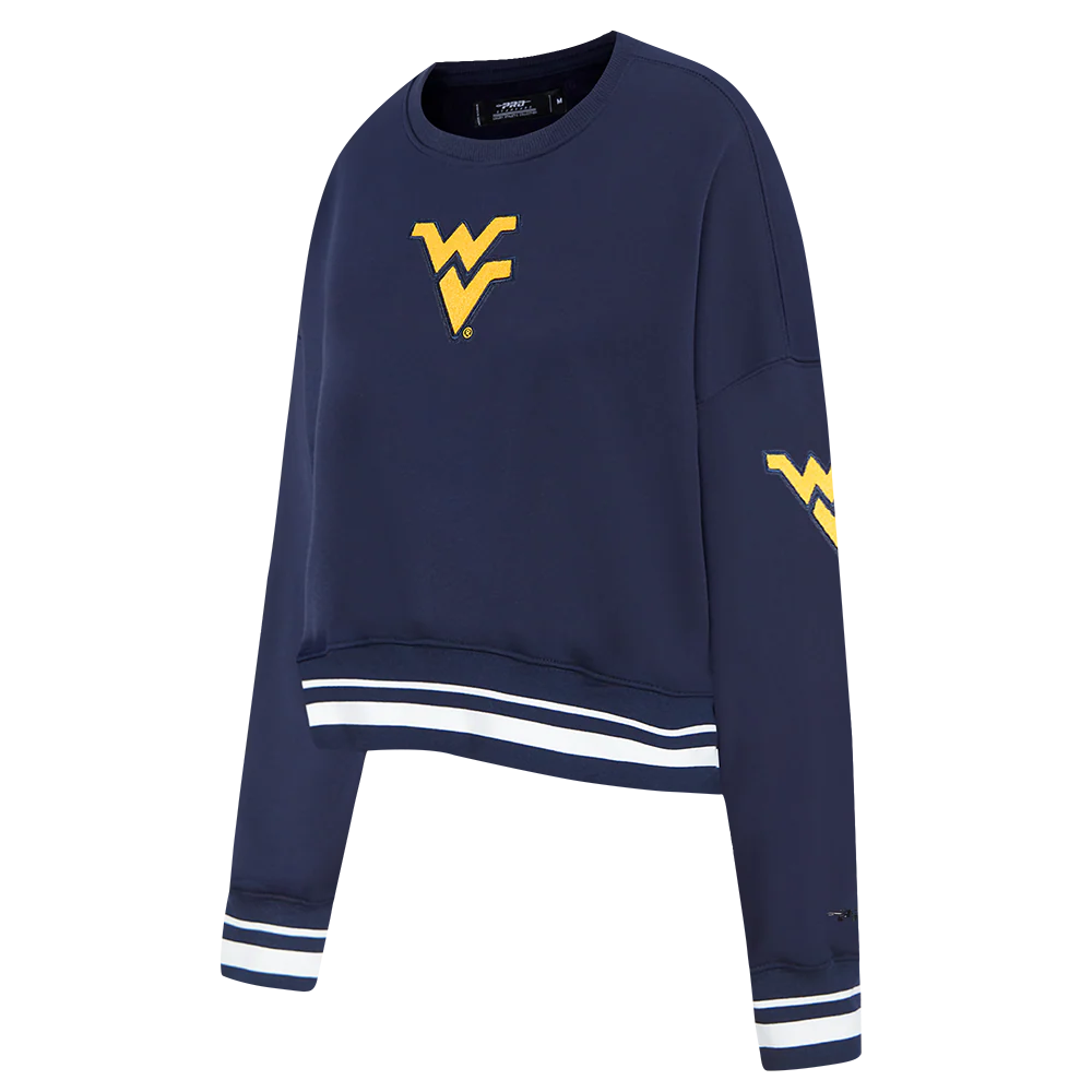 WEST VIRGINIA UNIVERSITY CLASSIC WOMEN'S RIB FLEECE CREWNECK (MIDNIGHT NAVY) - Image 2