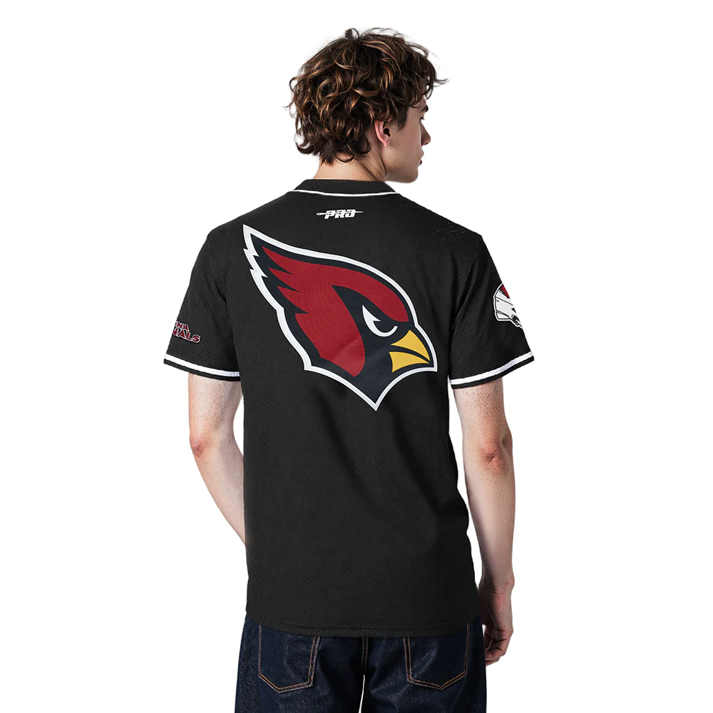 NFL ARIZONA CARDINALS SCRIPT TAIL MEN'S MESH BUTTON DOWN SHIRT (BLACK) - Image 12