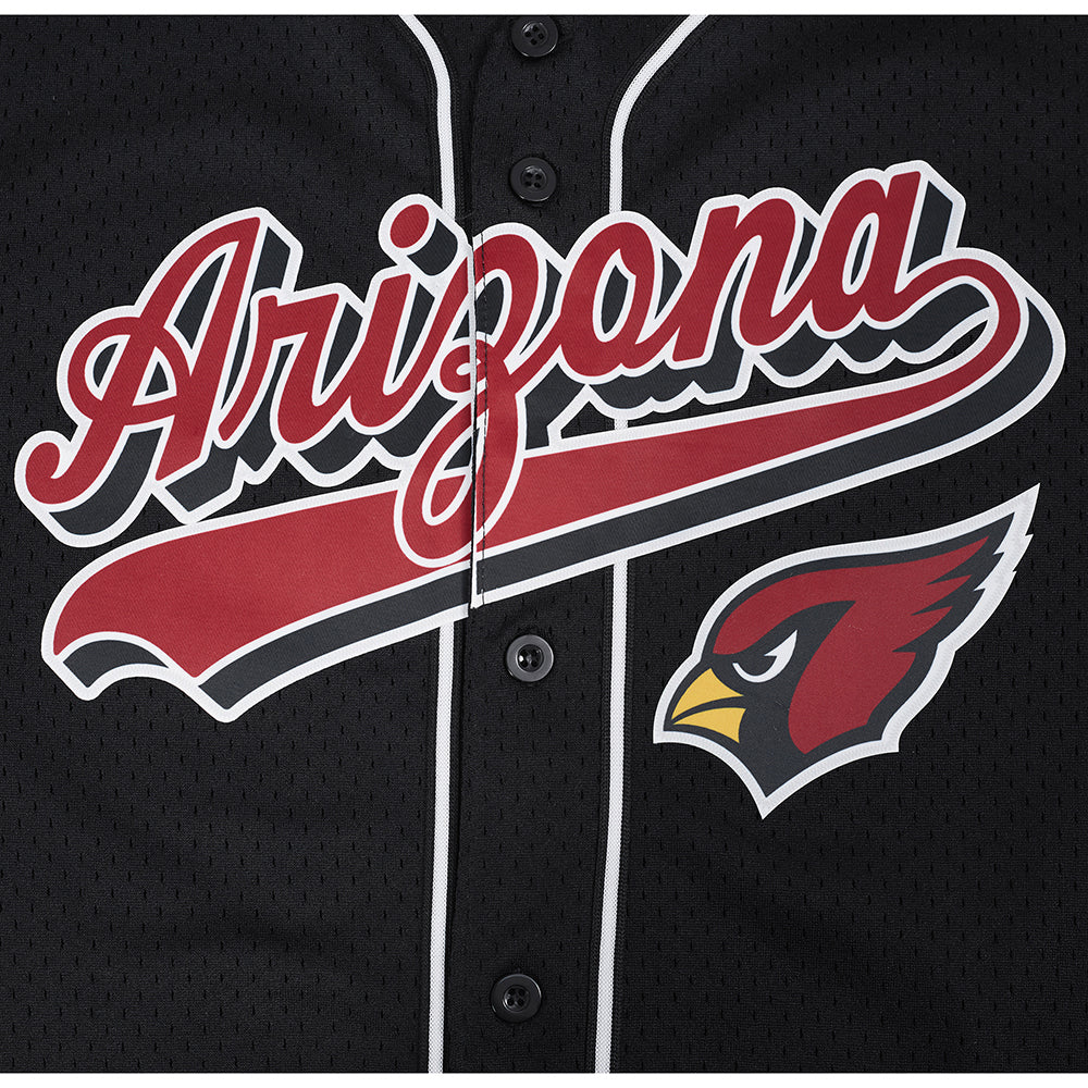 NFL ARIZONA CARDINALS SCRIPT TAIL MEN'S MESH BUTTON DOWN SHIRT (BLACK) - Image 16