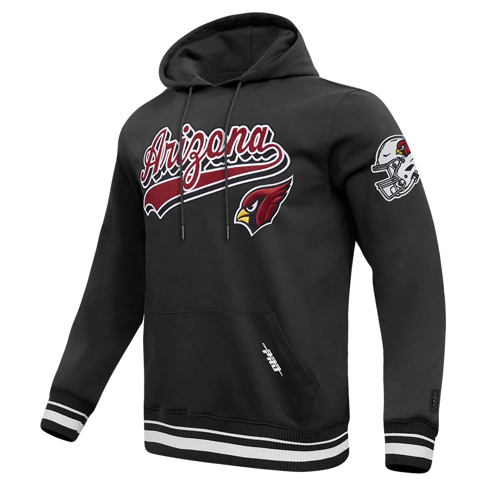 NFL ARIZONA CARDINALS SCRIPT TAIL MEN'S RIB FLC PO HOODIE (BLACK) - Image 5