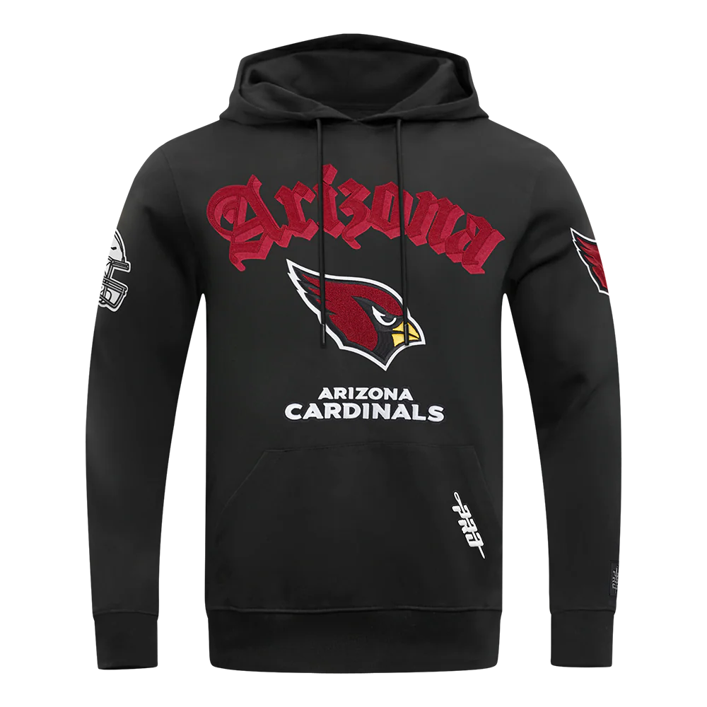 NFL ARIZONA CARDINALS OLD ENGLISH MEN'S PO HOODIE (BLACK)