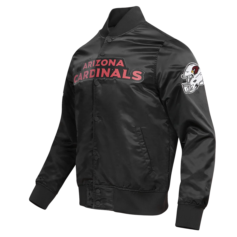 NFL ARIZONA CARDNIALS TEAM BIG LOGO MEN'S SATIN JACKET (BLACK) - Image 10