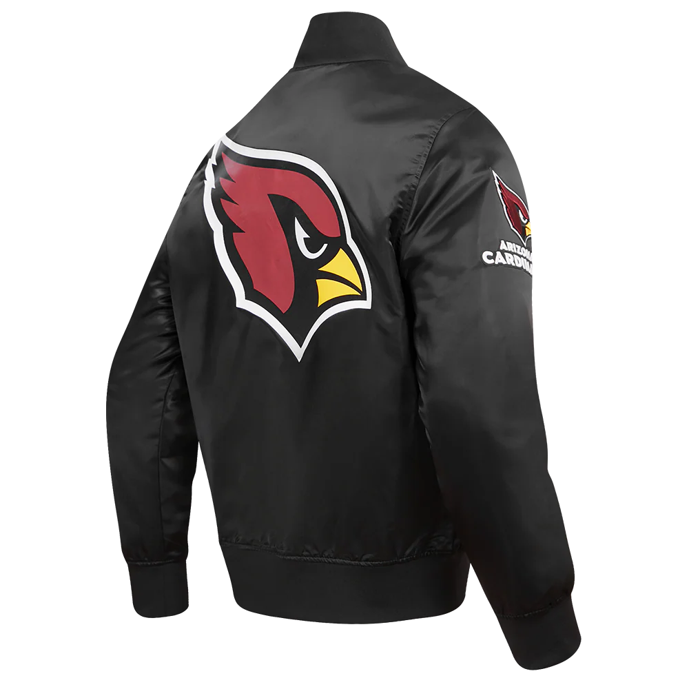 NFL ARIZONA CARDNIALS TEAM BIG LOGO MEN'S SATIN JACKET (BLACK) - Image 3