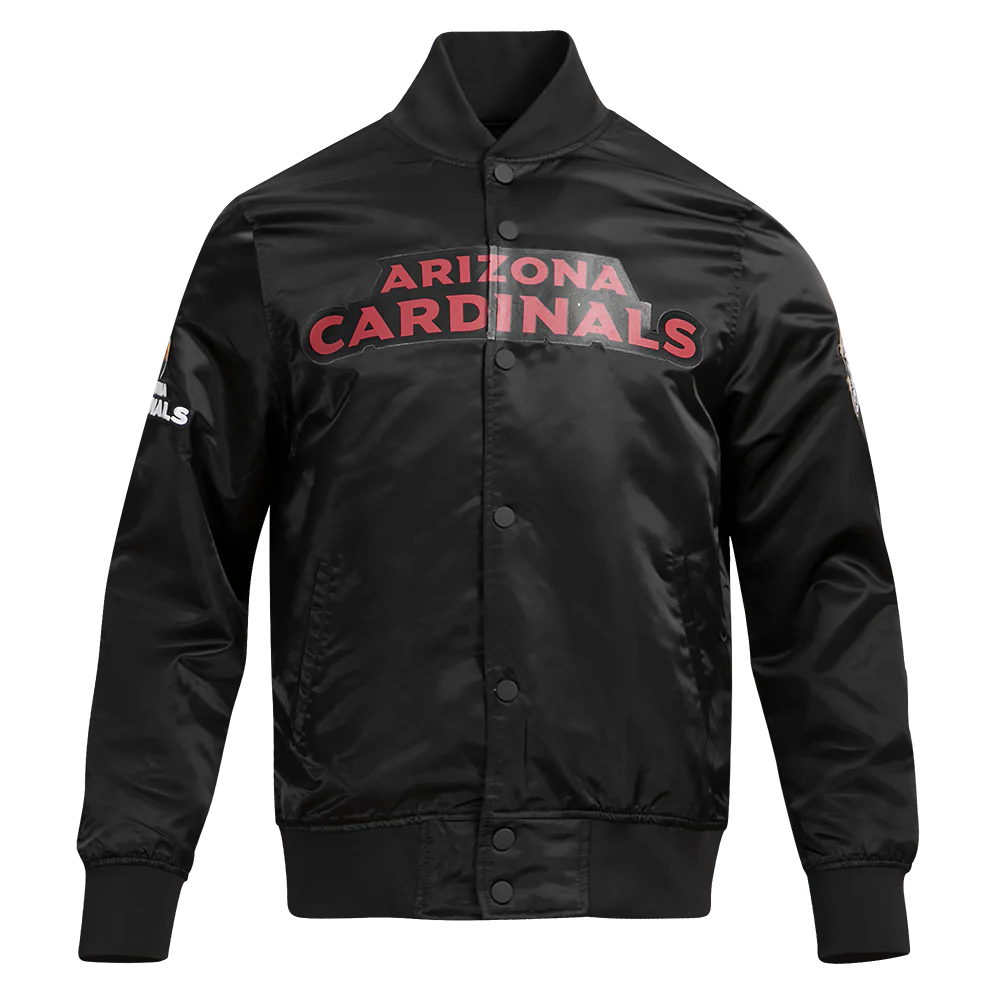 NFL ARIZONA CARDNIALS TEAM BIG LOGO MEN'S SATIN JACKET (BLACK) - Image 9