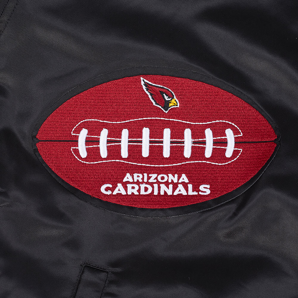 NFL ARIZONA CARDINALS OLD ENGLISH MEN'S RIB SATIN JACKET (BLACK) - Image 7