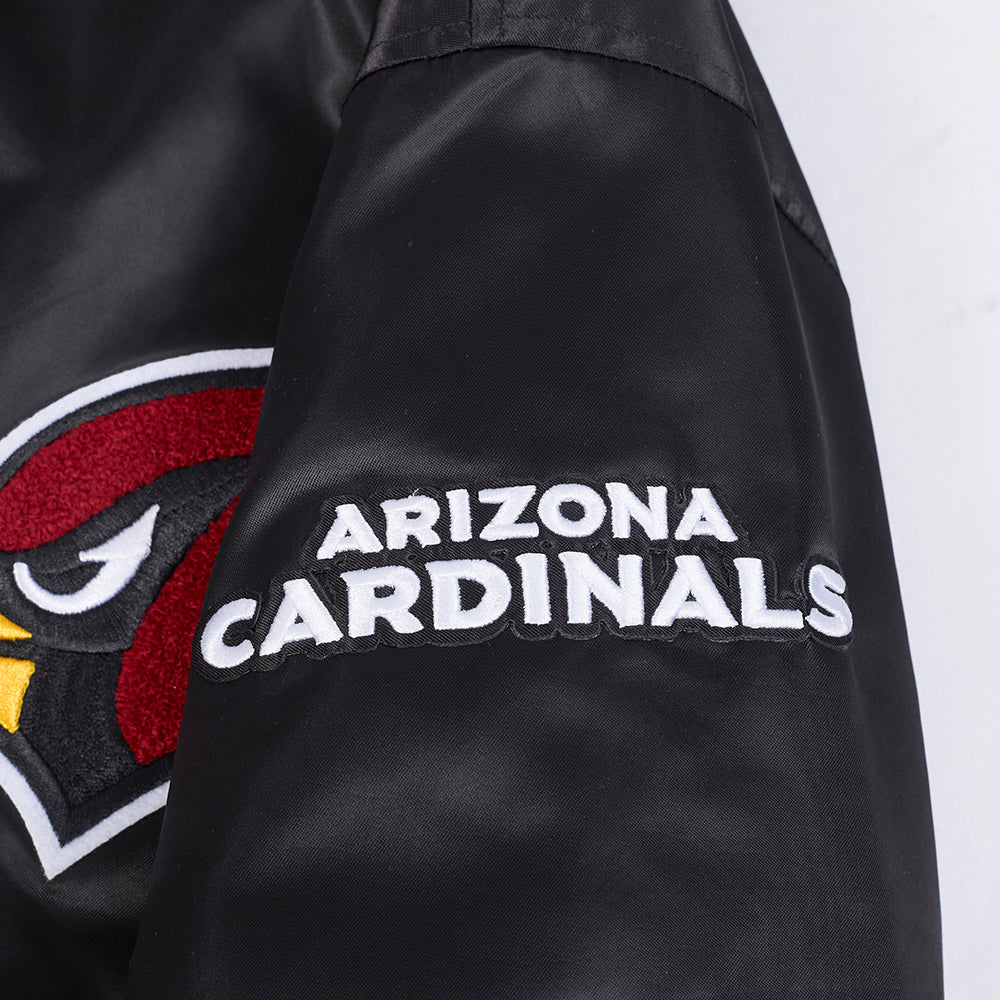 NFL ARIZONA CARDINALS OLD ENGLISH MEN'S RIB SATIN JACKET (BLACK) - Image 9