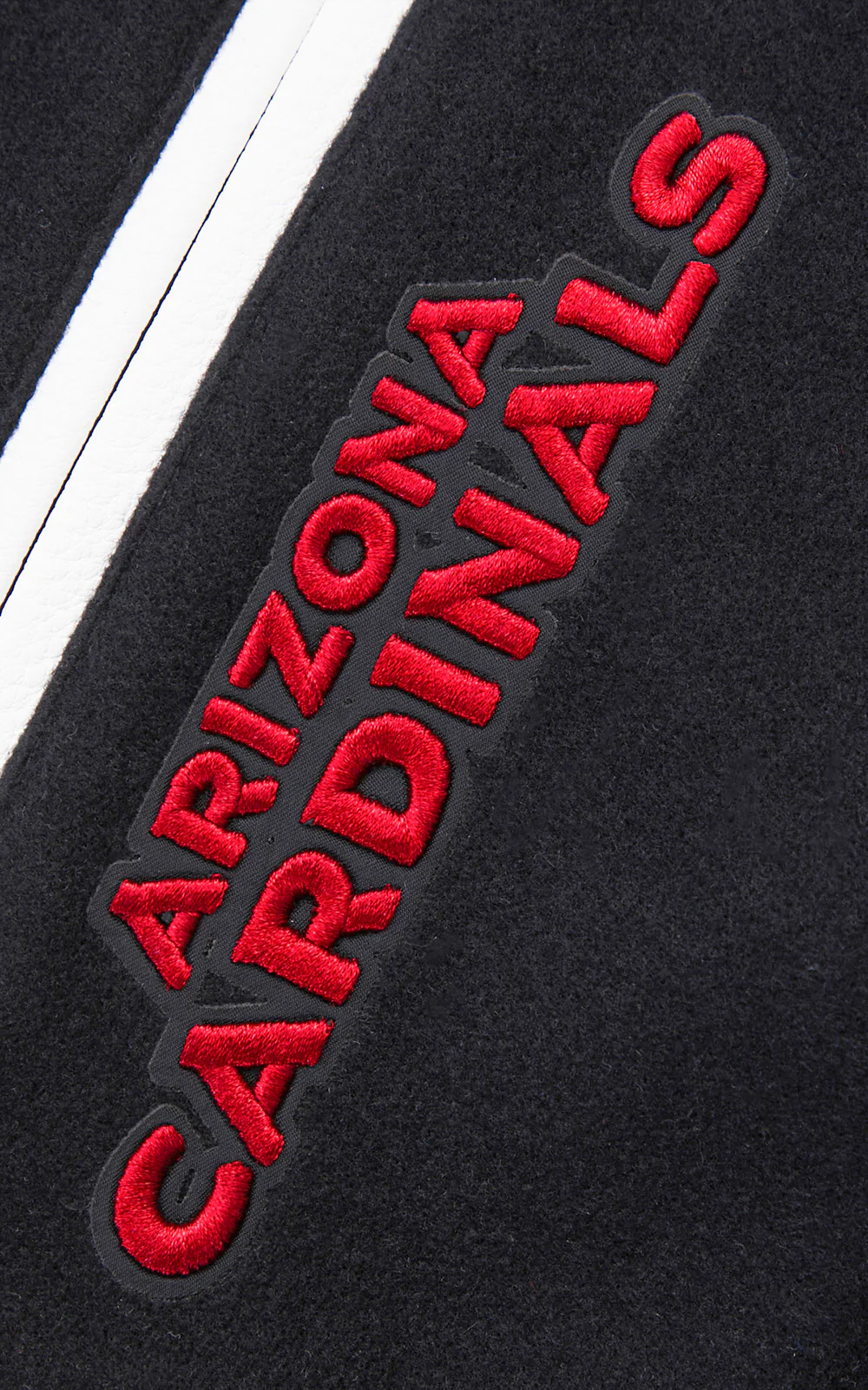 NFL ARIZONA CARDINALS MASHUP MEN'S RIB WOOL VARSITY JACKET (BLACK/WHITE) - Image 6
