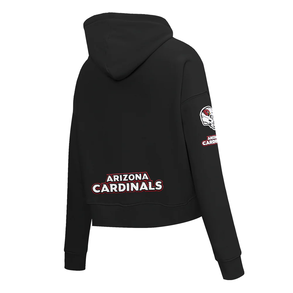 NFL ARIZONA CARDINALS CLASSIC WOMEN'S CROPPED FLEECE PULLOVER HOODIE (BLACK) - Image 4
