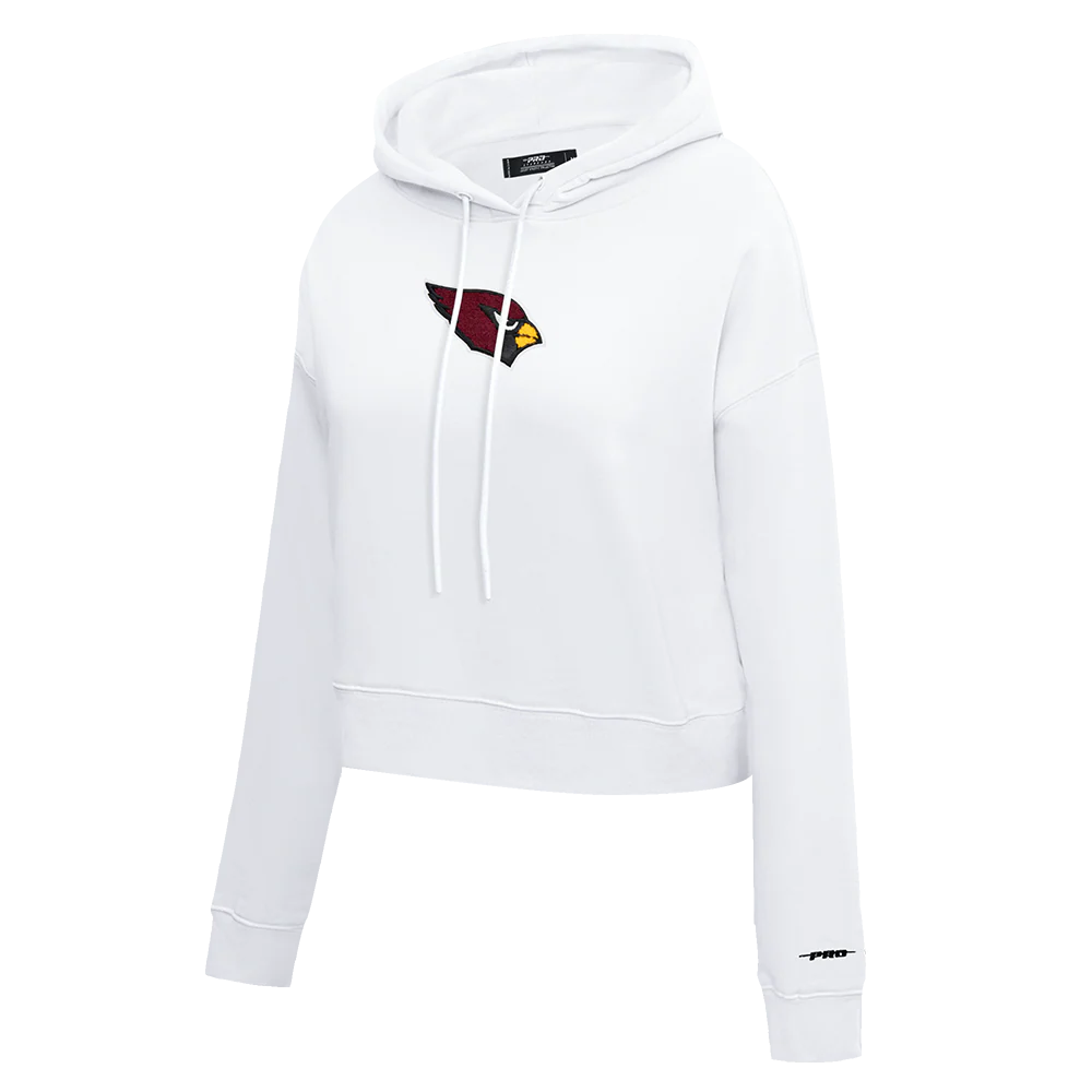 NFL ARIZONA CARDINALS CLASSIC WOMEN'S CROPPED FLEECE PULLOVER HOODIE (WHITE) - Image 2