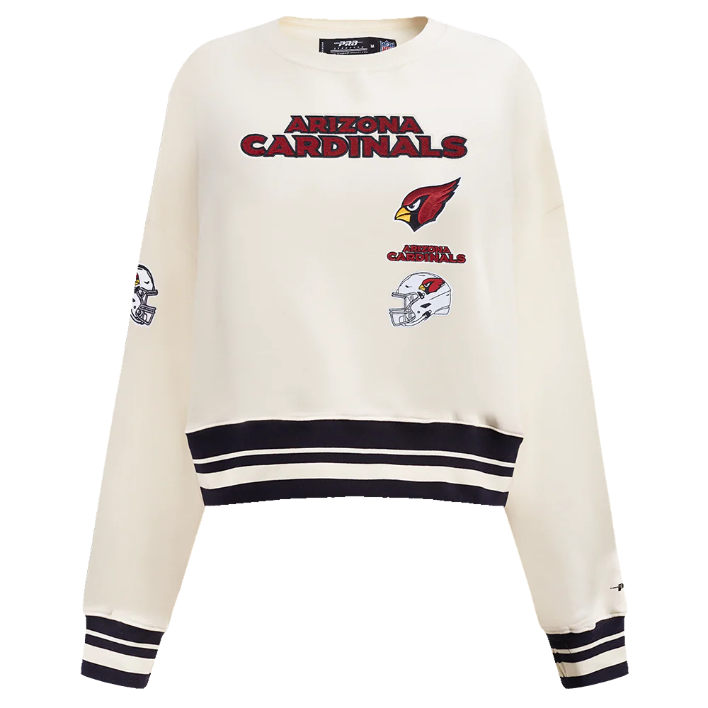 NFL ARIZONA CARDINALS RETRO CLASSIC WOMEN'S RIB CREWNECK (EGGSHELL/ BLACK)