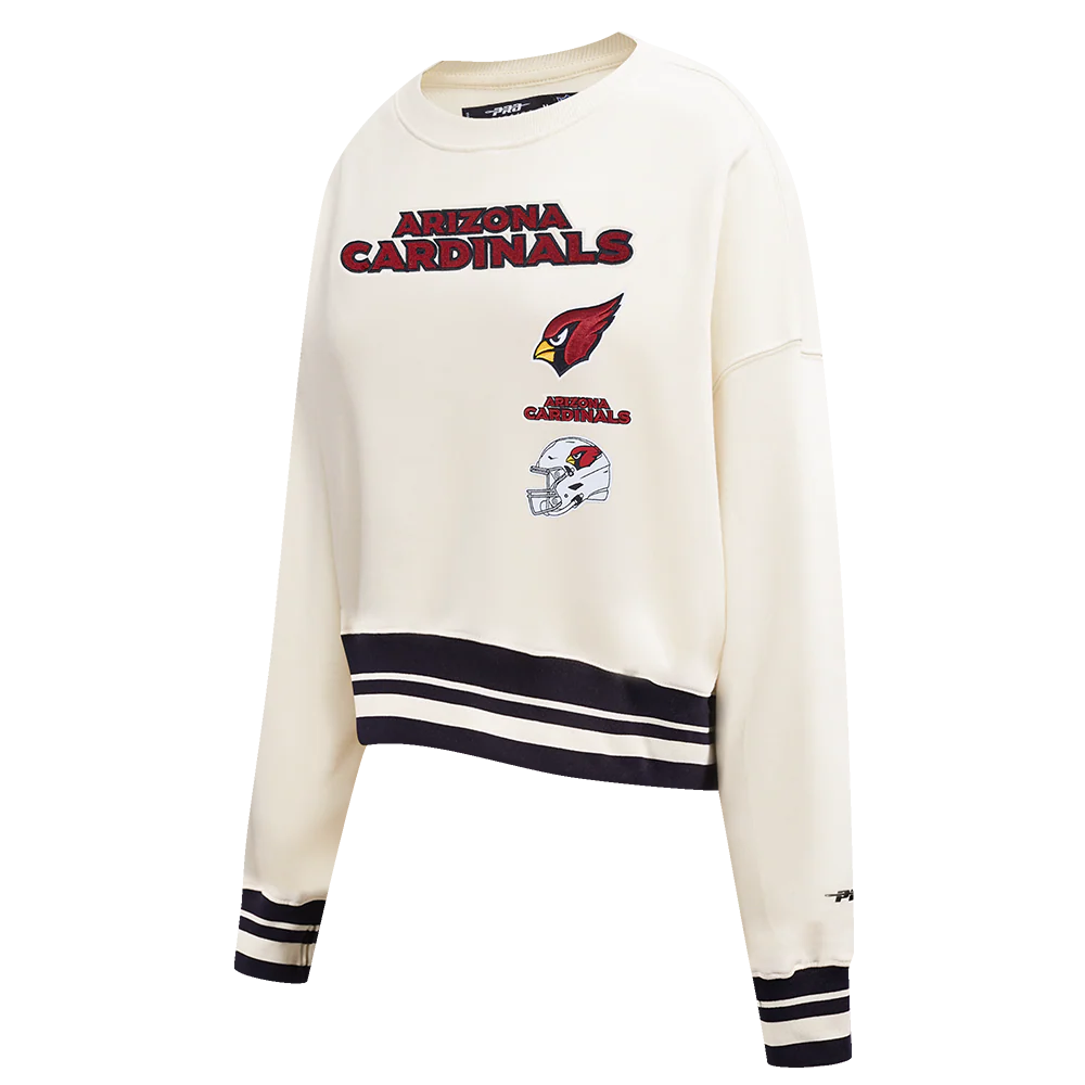 NFL ARIZONA CARDINALS RETRO CLASSIC WOMEN'S RIB CREWNECK (EGGSHELL/ BLACK) - Image 2