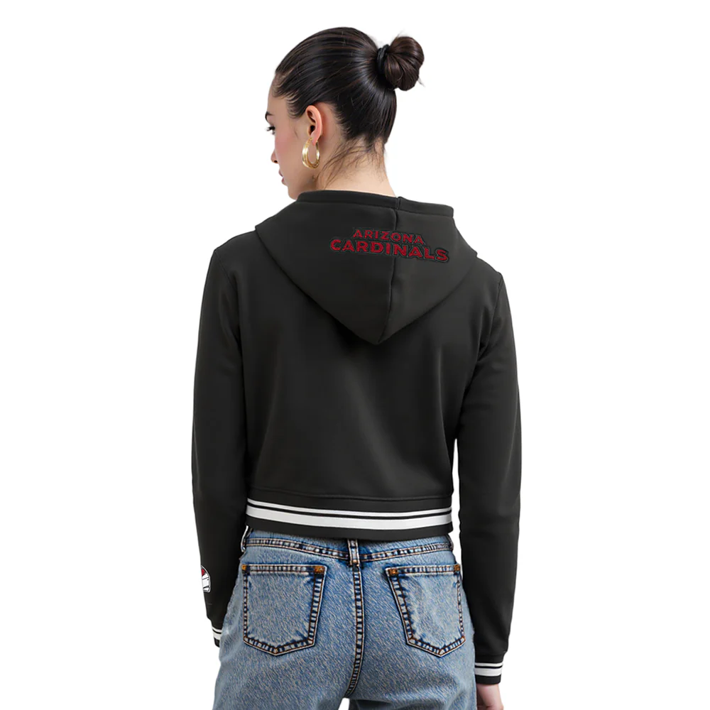 NFL ARIZONA CARDINALS MASHUP WOMEN'S RIB CROPPED PO HOODIE (BLACK) - Image 11
