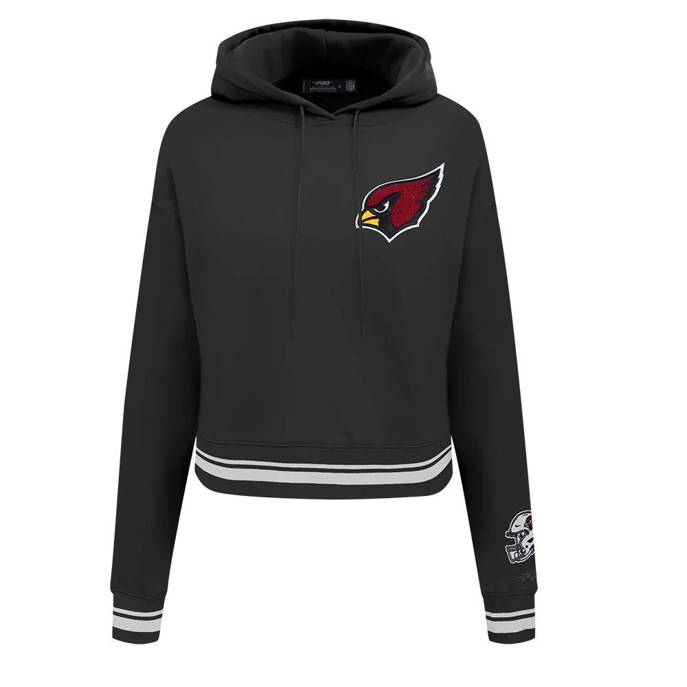 NFL ARIZONA CARDINALS MASHUP WOMEN'S RIB CROPPED PO HOODIE (BLACK) - Image 3