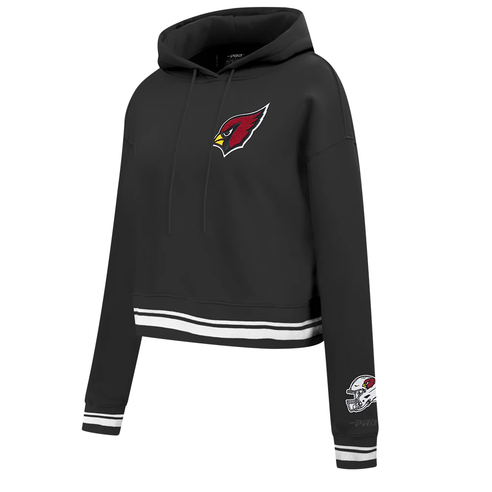 NFL ARIZONA CARDINALS MASHUP WOMEN'S RIB CROPPED PO HOODIE (BLACK) - Image 4