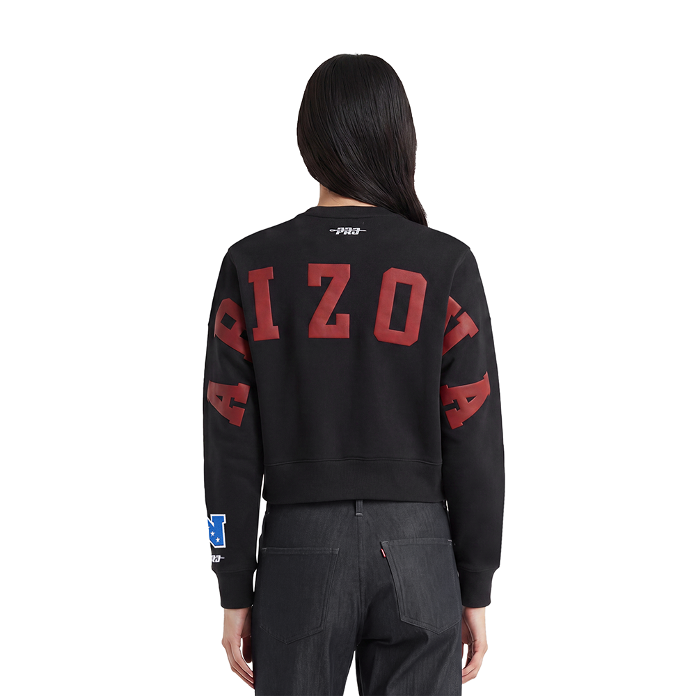 NFL ARIZONA CARDINALS WINGSPAN WOMEN'S FLC CREWNECK (BLACK)