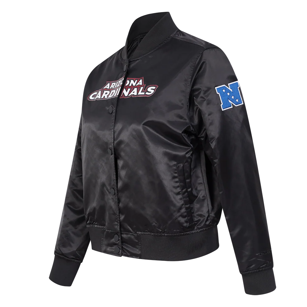 NFL ARIZONA CARDINALS CLASSIC WOMEN'S SATIN JACKET (BLACK) - Image 2