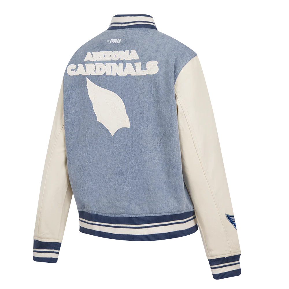 NFL ARIZONA CARDINALS VARSITY BLUES WOMEN'S DENIM VARSITY JACKET (DENIM/LINEN) - Image 4