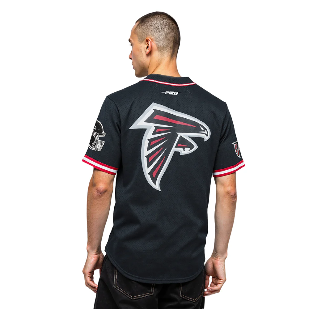 NFL ATLANTA FALCONS CLASSIC MESH BUTTON DOWN SHIRT (BLACK/RED) - Image 2