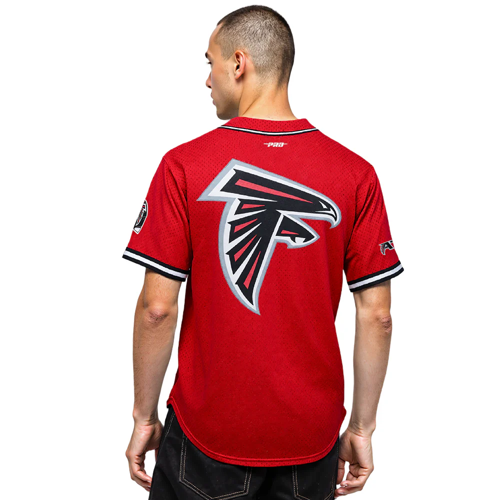 NFL ATLANTA FALCONS CLASSIC MESH BUTTON DOWN SHIRT (RED/BLACK) - Image 11
