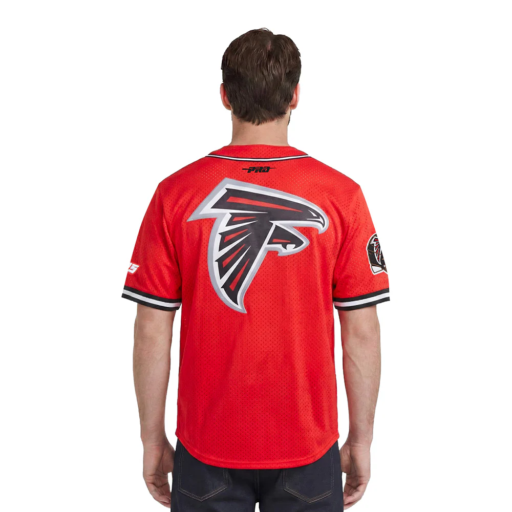 NFL ATLANTA FALCONS SCRIPT TAIL MEN'S MESH BUTTON DOWN SHIRT (RED/BLACK) - Image 2