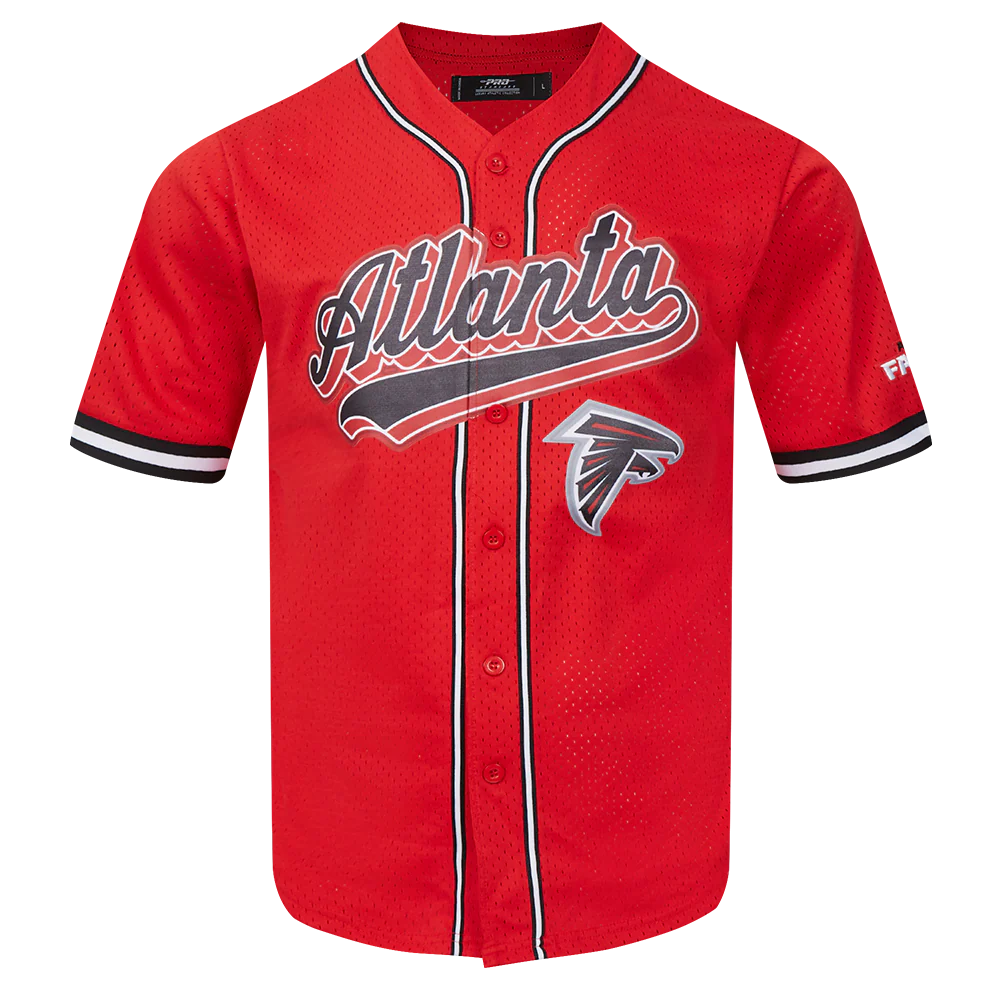 NFL ATLANTA FALCONS SCRIPT TAIL MEN'S MESH BUTTON DOWN SHIRT (RED/BLACK) - Image 3