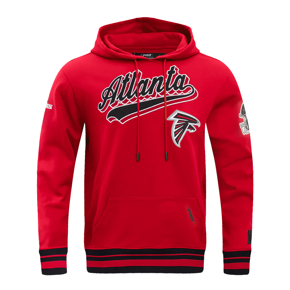 NFL ATLANTA FALCONS SCRIPT TAIL MEN'S RIB FLC PO HOODIE (RED/BLACK)