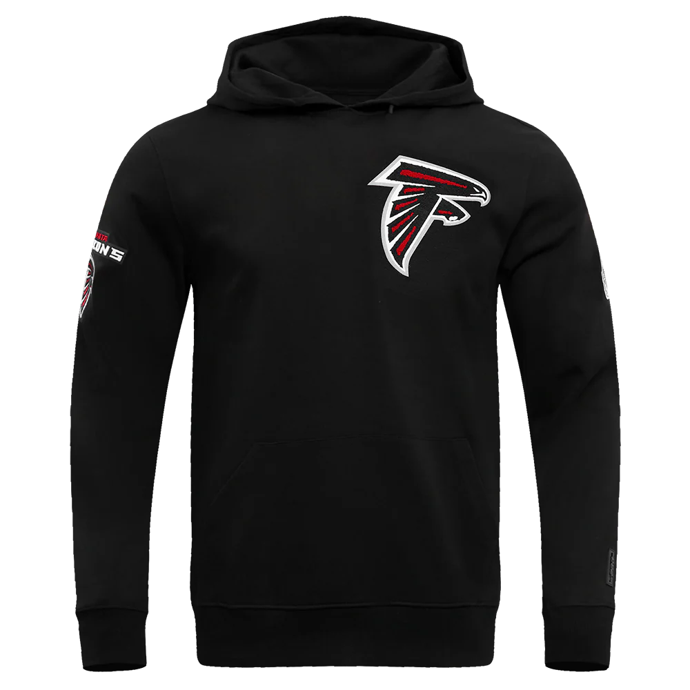 NFL ATLANTA FALCONS CLASSIC CHENILLE MEN'S PULLOVER HOODIE (BLACK)