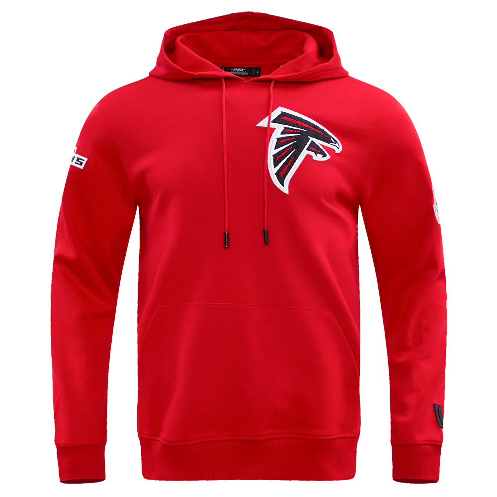 NFL ATLANTA FALCONS CLASSIC CHENILLE MEN'S DOUBLE KNIT PULLOVER HOODIE (RED)