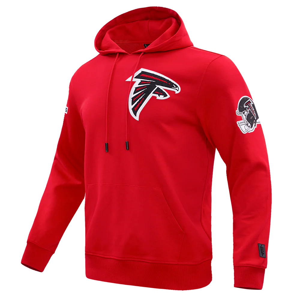 NFL ATLANTA FALCONS CLASSIC CHENILLE MEN'S DOUBLE KNIT PULLOVER HOODIE (RED) - Image 2