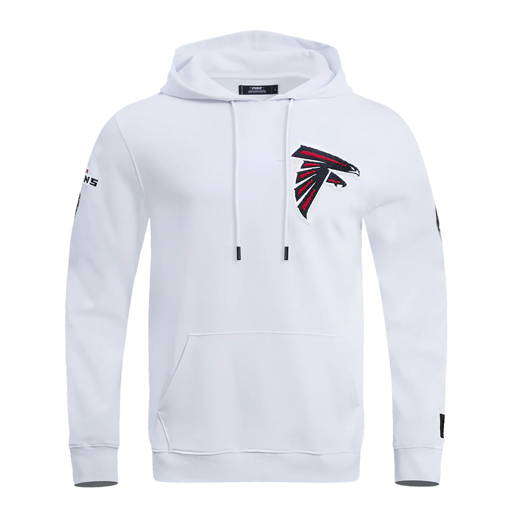 NFL ATLANTA FALCONS CLASSIC CHENILLE DOUBLE KNIT PULLOVER HOODIE (WHITE)