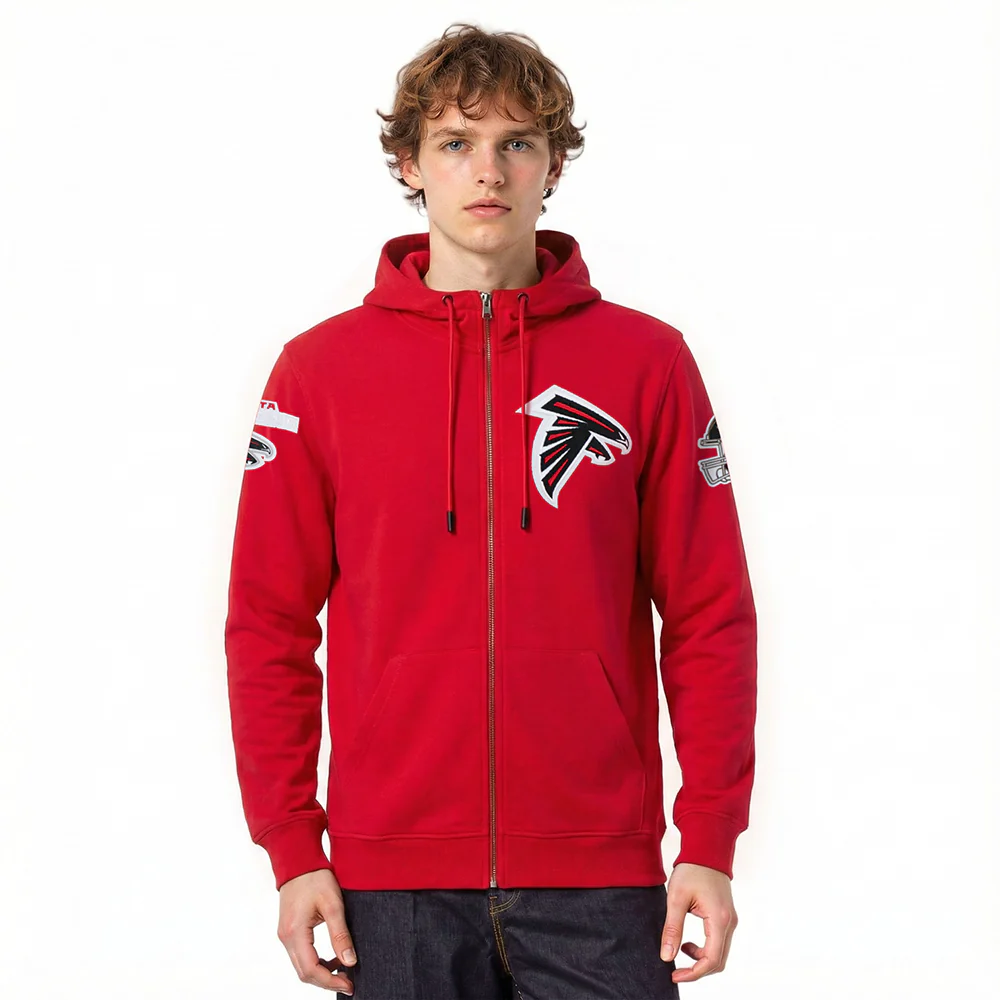 NFL ATLANTA FALCONS CLASSIC CHENILLE ZIP HOODIE (RED)