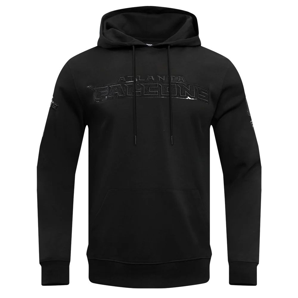 NFL ATLANTA FALCONS TRIPLE BLACK MEN'S DOUBLE KNIT PULLOVER HOODIE (TRIPLE BLACK MEN'S)
