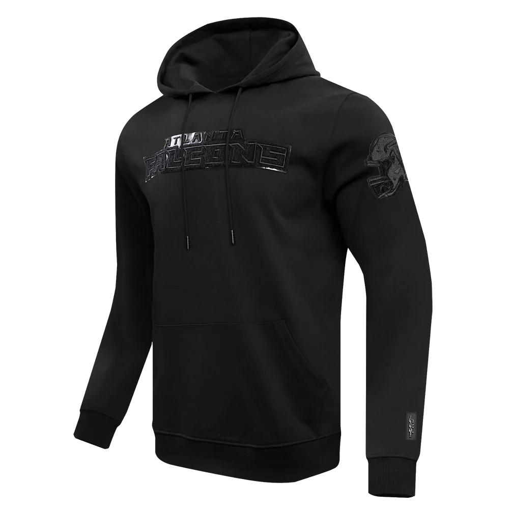 NFL ATLANTA FALCONS TRIPLE BLACK MEN'S DOUBLE KNIT PULLOVER HOODIE (TRIPLE BLACK MEN'S) - Image 2