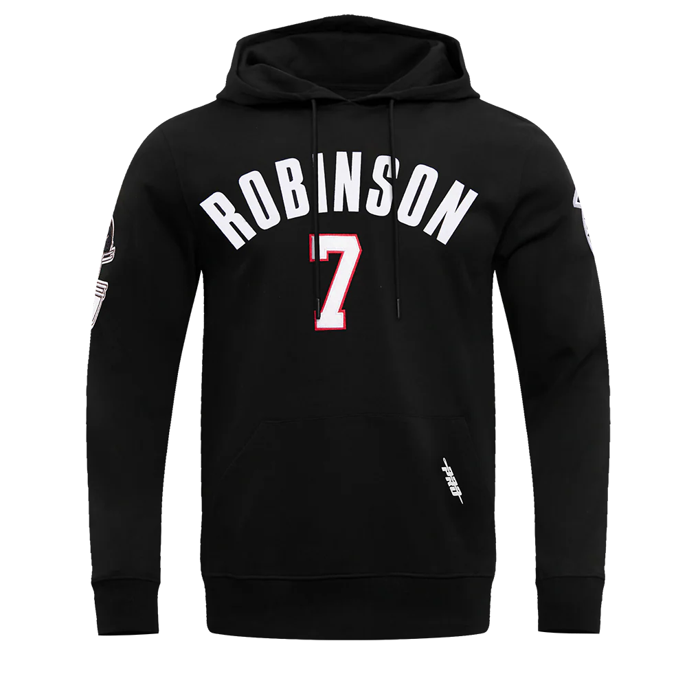 NFL ATLANTA FALCONS BIJAN ROBINSON #7 MEN'S DOUBLE KNIT PULLOVER HOODIE (BLACK)