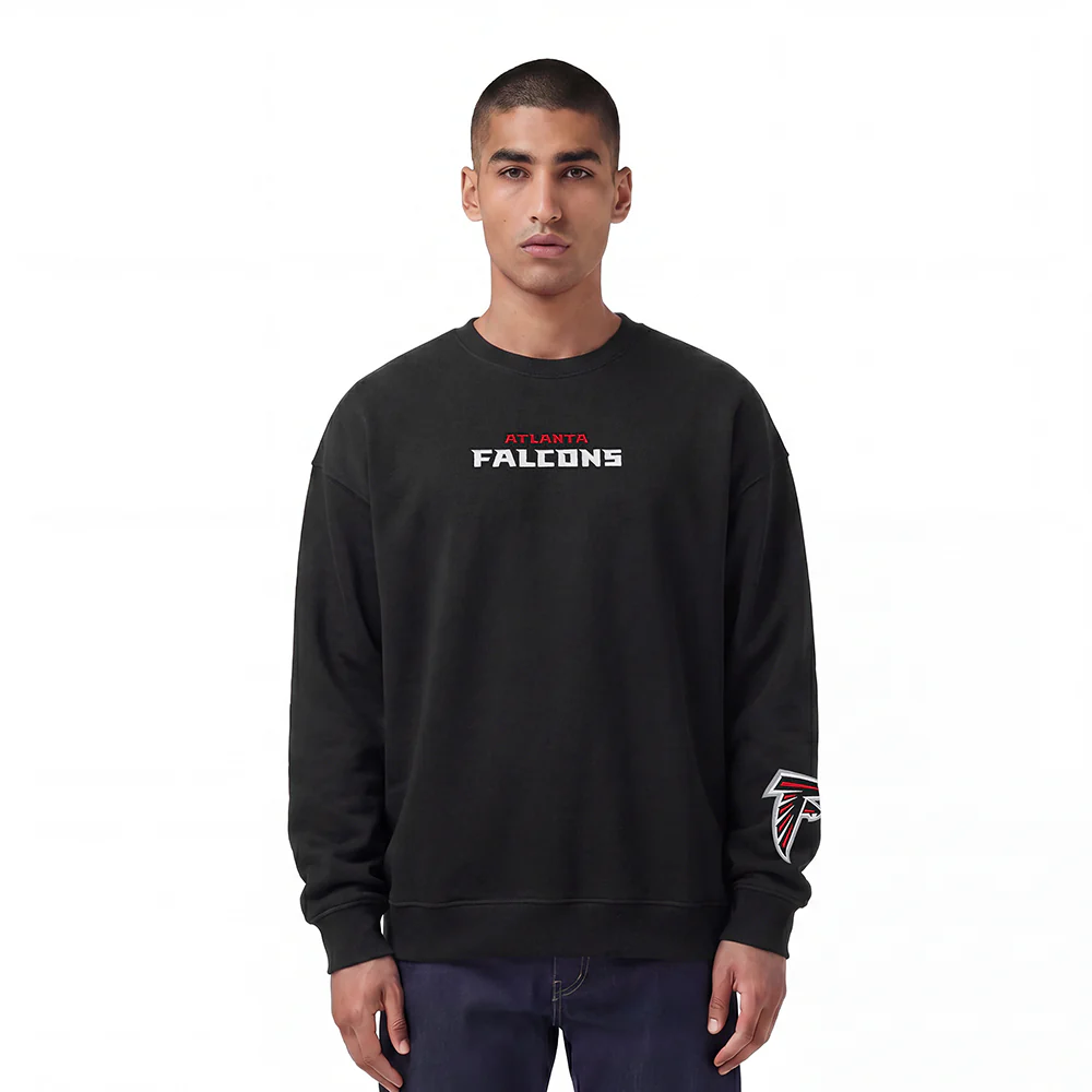 NFL ATLANTA FALCONS WINGSPAN MEN'S DROP SHOULDER FLC CREWNECK (BLACK) - Image 2