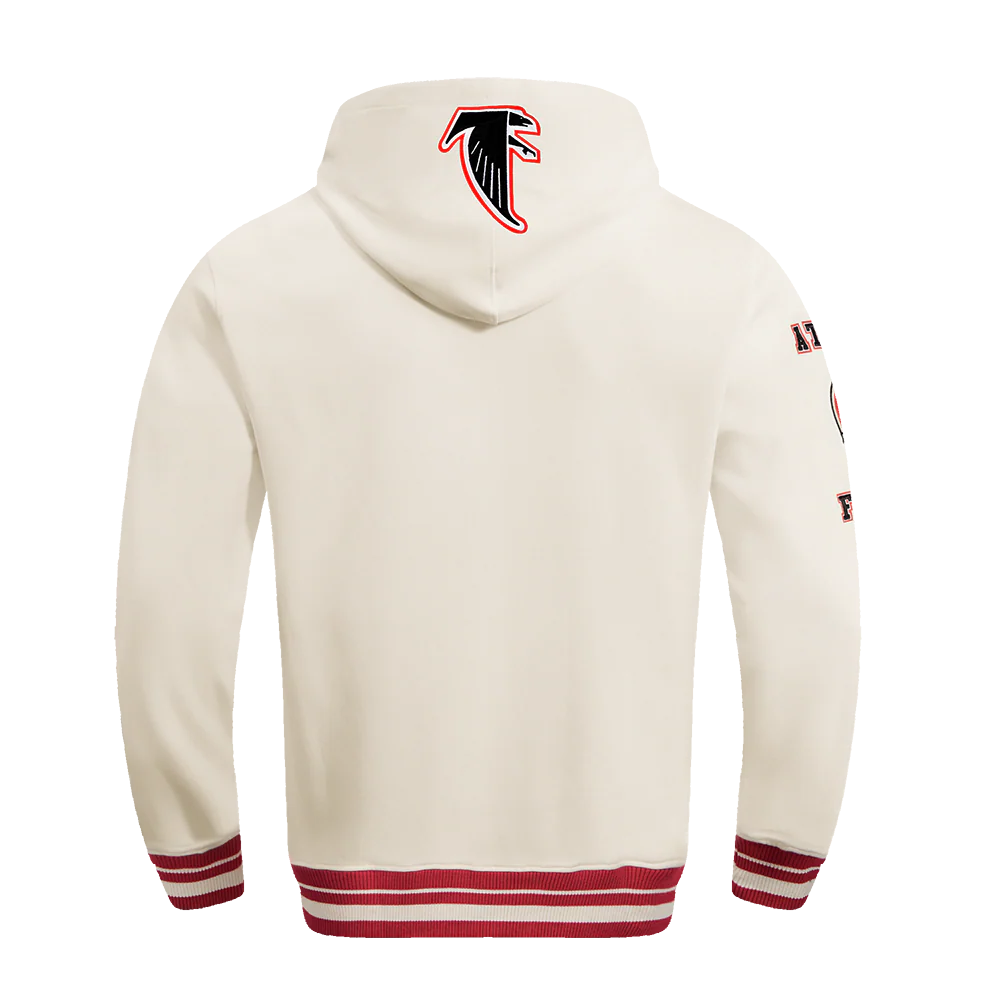 NFL ATLANTA FALCONS RETRO CLASSIC MEN'S PULLOVER HOODIE (EGGSHELL/ RED) - Image 10