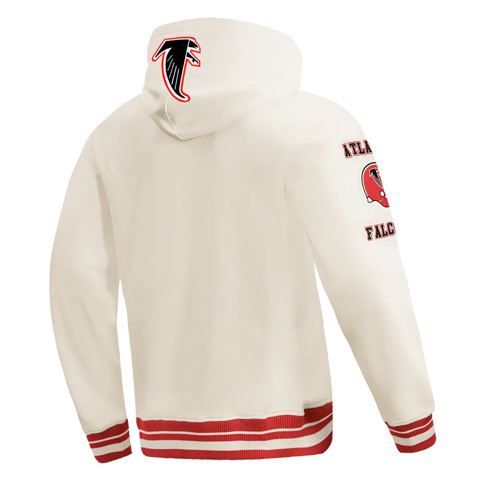 NFL ATLANTA FALCONS RETRO CLASSIC MEN'S PULLOVER HOODIE (EGGSHELL/ RED) - Image 11