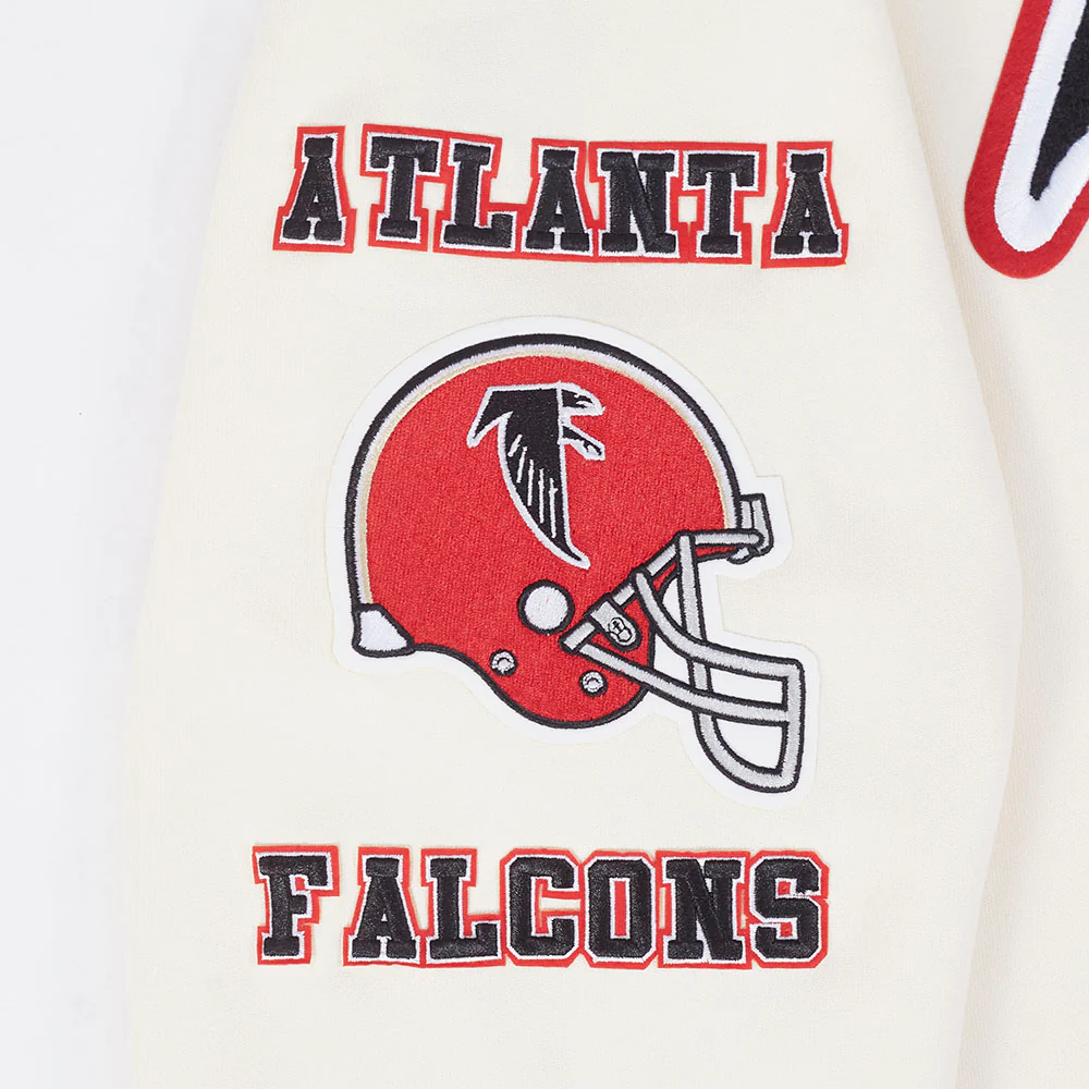 NFL ATLANTA FALCONS RETRO CLASSIC MEN'S PULLOVER HOODIE (EGGSHELL/ RED) - Image 6
