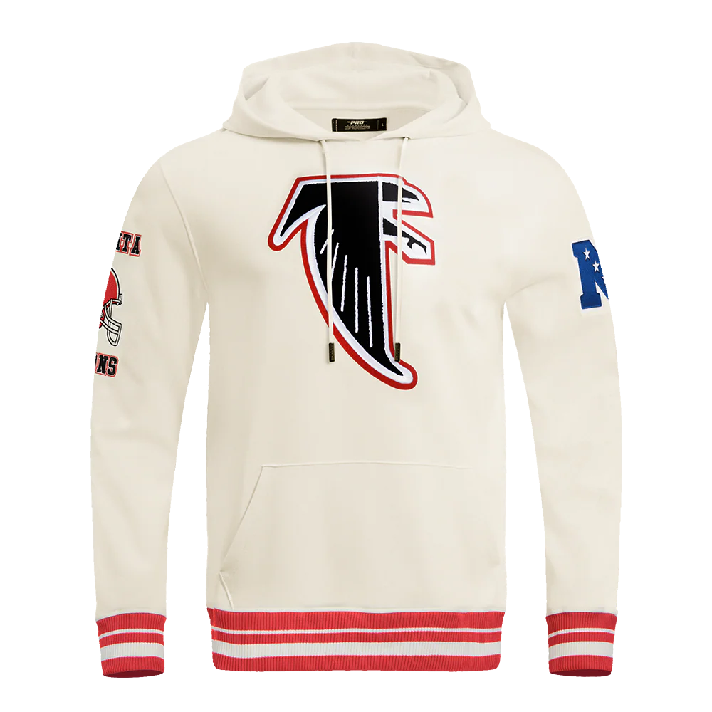 NFL ATLANTA FALCONS RETRO CLASSIC MEN'S PULLOVER HOODIE (EGGSHELL/ RED) - Image 8