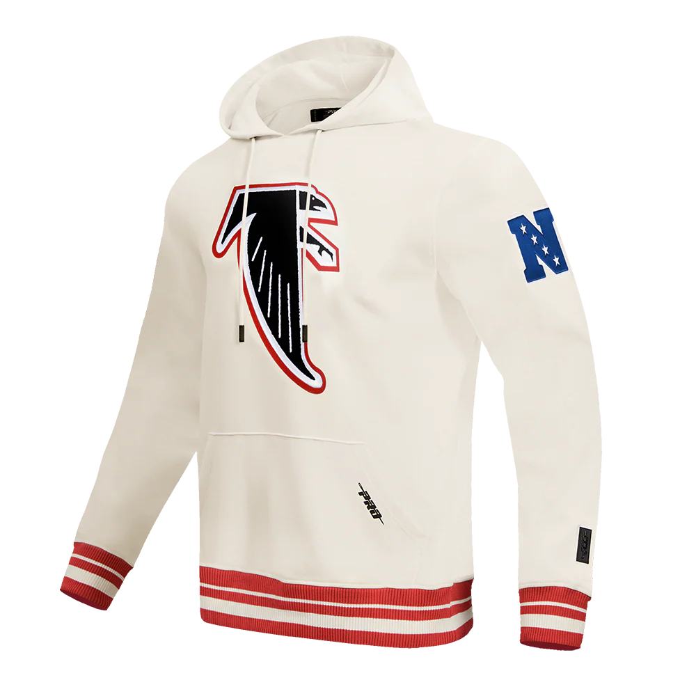 NFL ATLANTA FALCONS RETRO CLASSIC MEN'S PULLOVER HOODIE (EGGSHELL/ RED) - Image 9