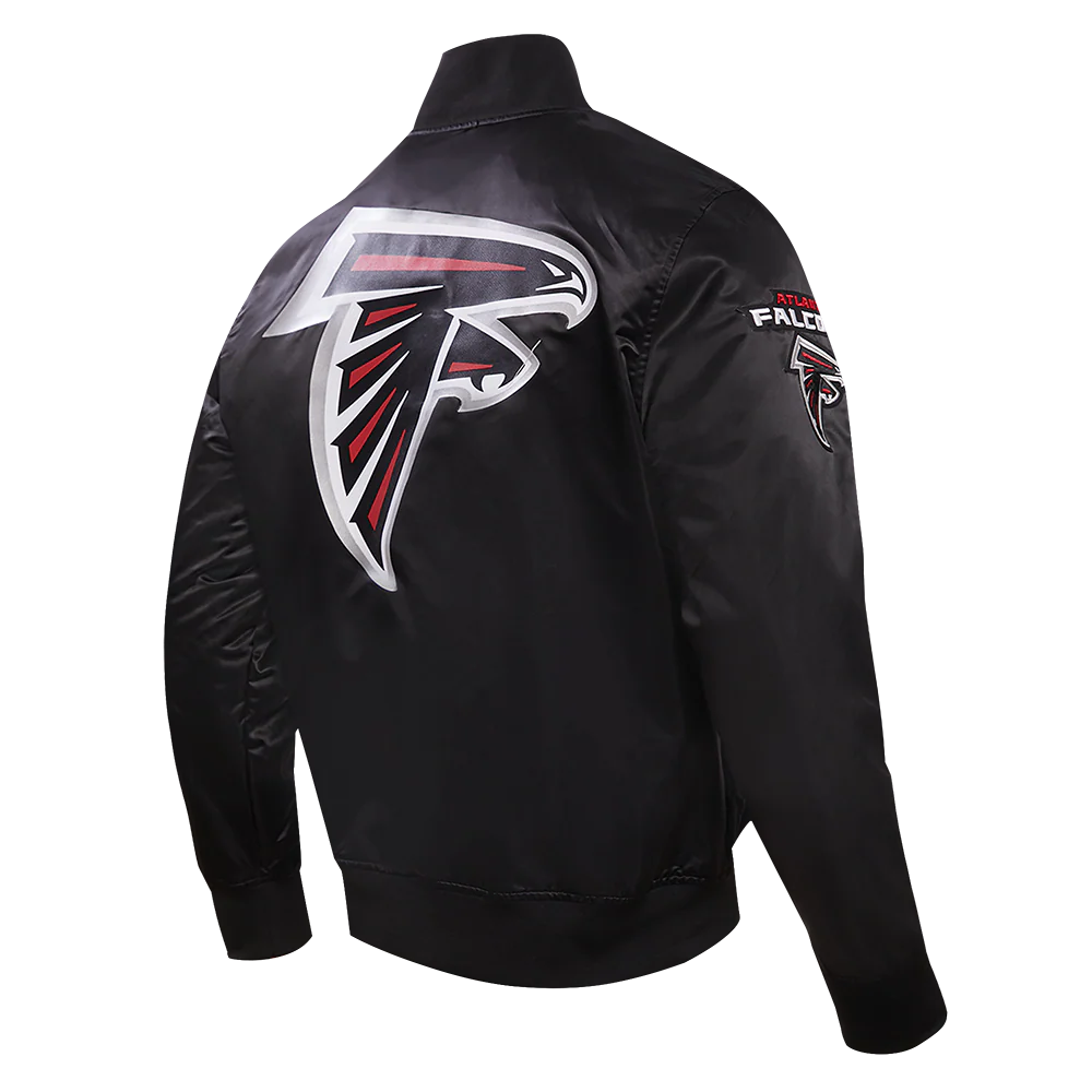 NFL ATLANTA FALCONS BIG LOGO MEN'S SATIN JACKET (BLACK) - Image 10