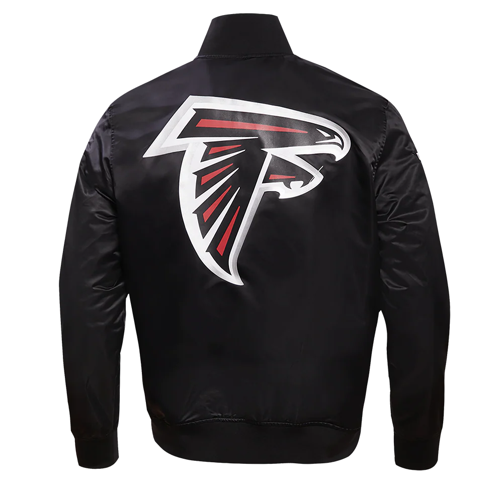 NFL ATLANTA FALCONS BIG LOGO MEN'S SATIN JACKET (BLACK) - Image 11