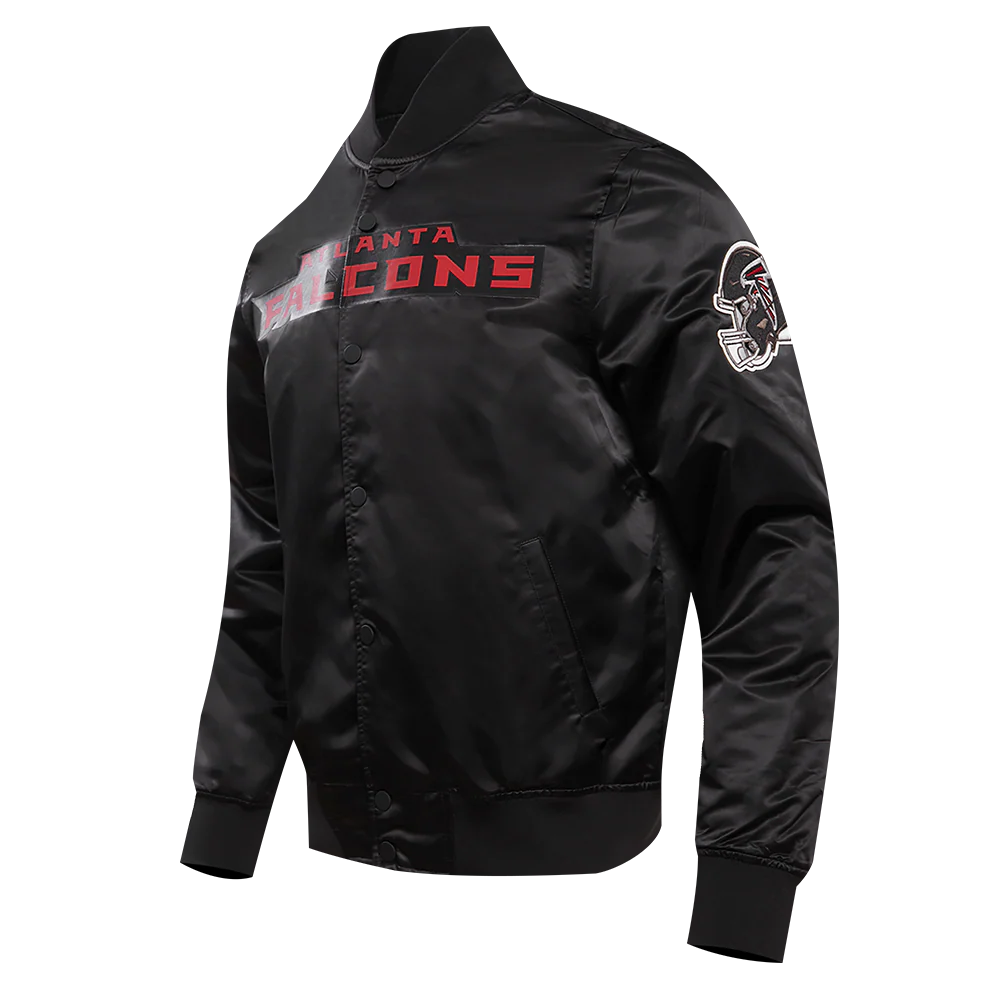 NFL ATLANTA FALCONS BIG LOGO MEN'S SATIN JACKET (BLACK) - Image 2