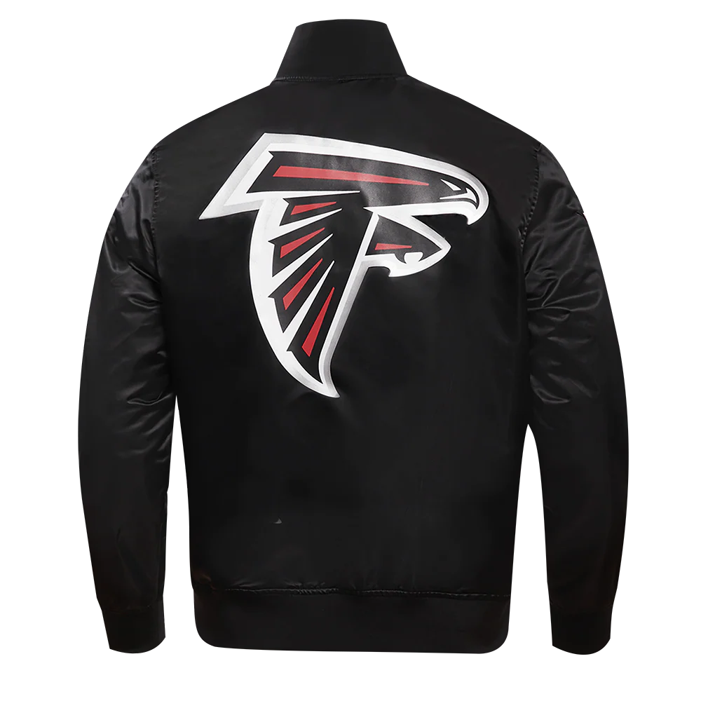 NFL ATLANTA FALCONS BIG LOGO MEN'S SATIN JACKET (BLACK) - Image 4