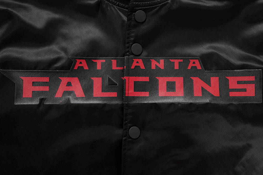NFL ATLANTA FALCONS BIG LOGO MEN'S SATIN JACKET (BLACK) - Image 5