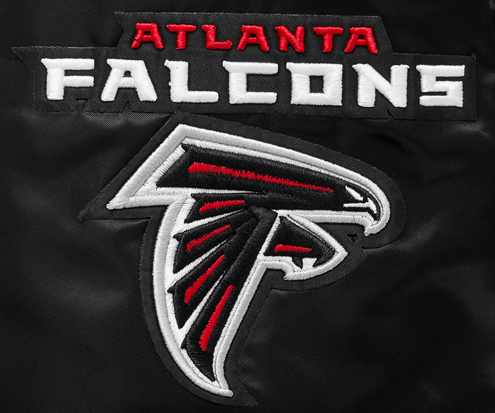 NFL ATLANTA FALCONS BIG LOGO MEN'S SATIN JACKET (BLACK) - Image 6
